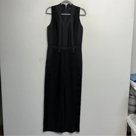 Banana Republic Black Tux Shine Mix Jumpsuit 2 Tank Tie Neck - Picture 6 of 13